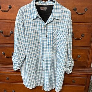 Wrangler Men's Blue and White Checkered Shirt